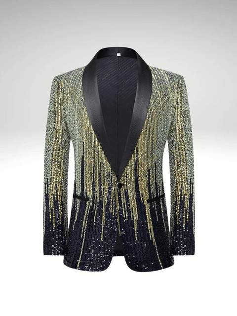 Gold_Black Sequin Suit Jacket Mens