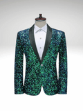 Green Sequin Suit Jacket Mens