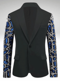 Blue Leopard Sequin Suit Jacket Men