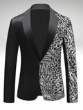 Silver Leopard Sequin Suit Jacket Men