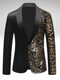 Gold Leopard Sequin Suit Jacket Men