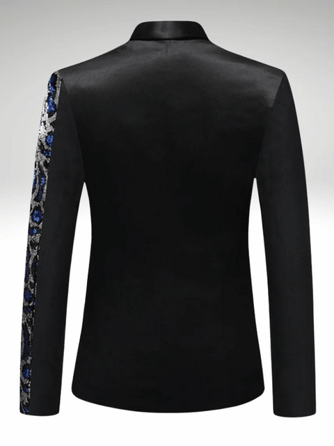 Blue Leopard Sequin Suit Jacket Men