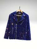 Purple Men's Sequin Zipper Jacket