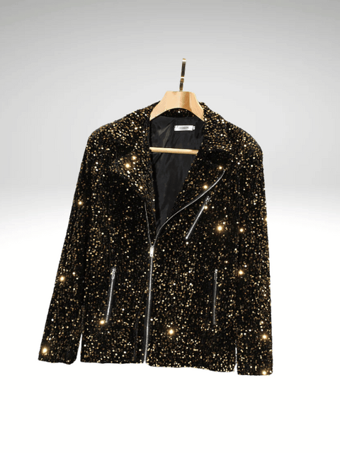 Gold Men's Sequin Zipper Jacket