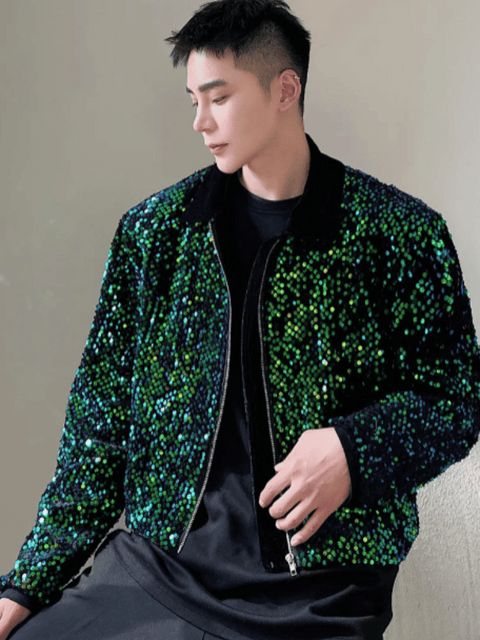 Green Sequin Mens Jacket