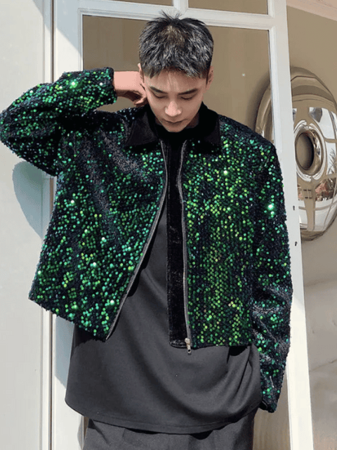 Green Sequin Mens Jacket