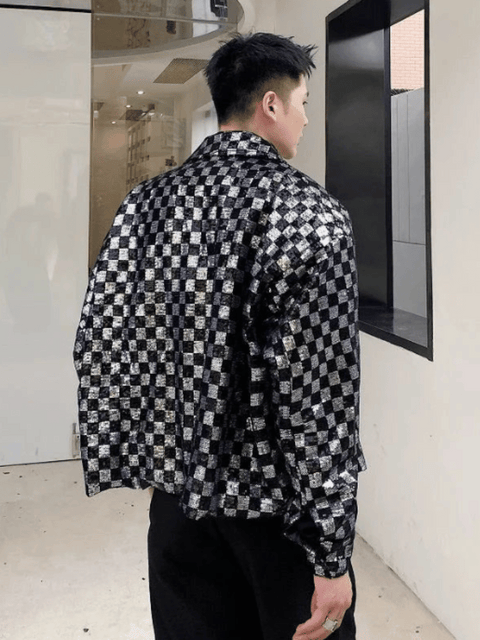 Men's Plaid Sequin Jacket