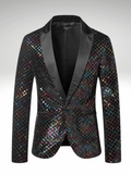 Color Men's Sequined Plaid Jacket