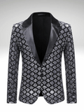 Silver Men's Sequined Plaid Jacket