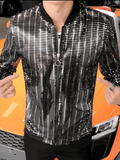 Black Sequin Bomber Jacket Mens