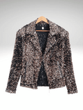 Coffee Mens Sequin Biker Jacket