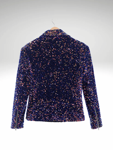 Purple Mens Sequin Biker Jacket