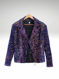 Purple Mens Sequin Biker Jacket