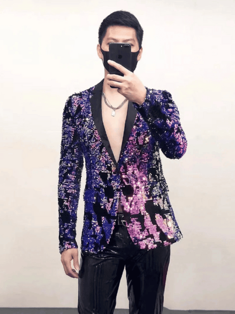 Purple Sequin Jacket Mens