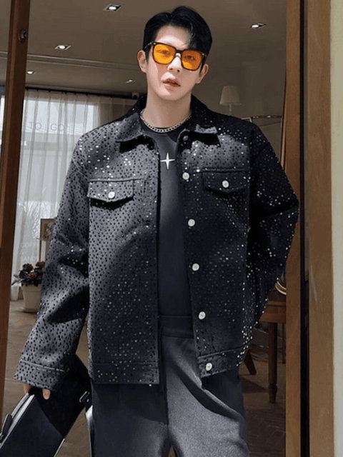 Black Glitter Jacket Men