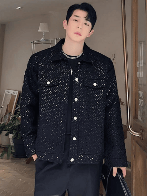 Black Glitter Jacket Men