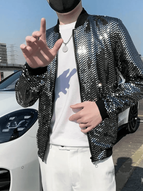 Silver Jacket Bomber Men