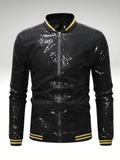 Black Glitter Bomber Jacket Men