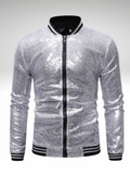 Silver Glitter Bomber Jacket Men