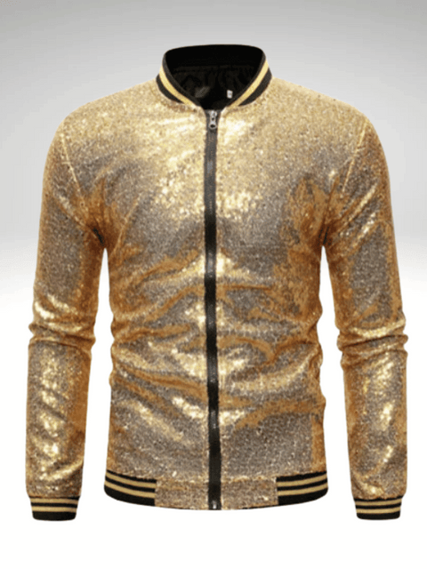 Gold Glitter Bomber Jacket Men