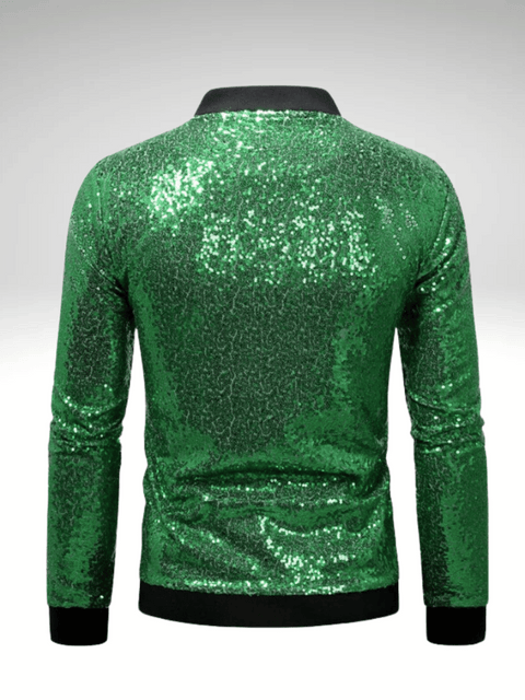 Green Glitter Bomber Jacket Men