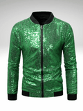 Green Glitter Bomber Jacket Men