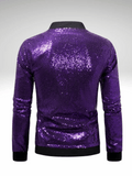 Purple Glitter Bomber Jacket Men