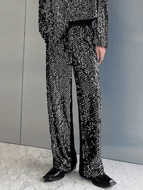 Two Piece Men Jacket Pant Sequin