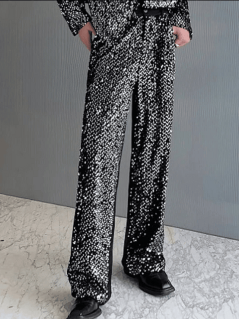 Two Piece Men Jacket Pant Sequin