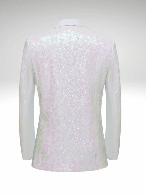 White_Pink Mens Sequin Tuxedo Jacket