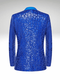 Blue Mens Sequin Tuxedo Jacket