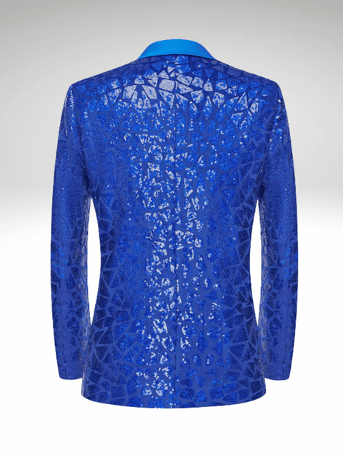 Blue Mens Sequin Tuxedo Jacket