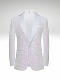 White_Pink Mens Sequin Tuxedo Jacket