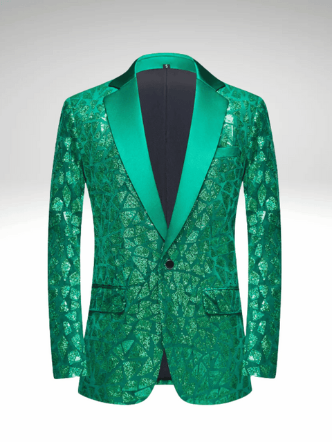 Green Mens Sequin Tuxedo Jacket