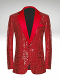 Red Mens Sequin Tuxedo Jacket