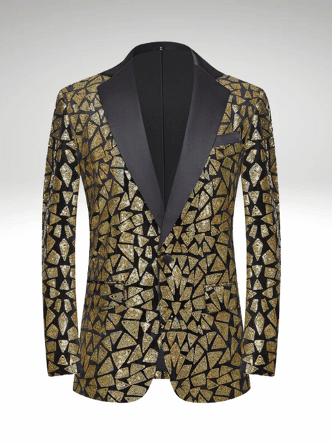 Gold Mens Sequin Tuxedo Jacket