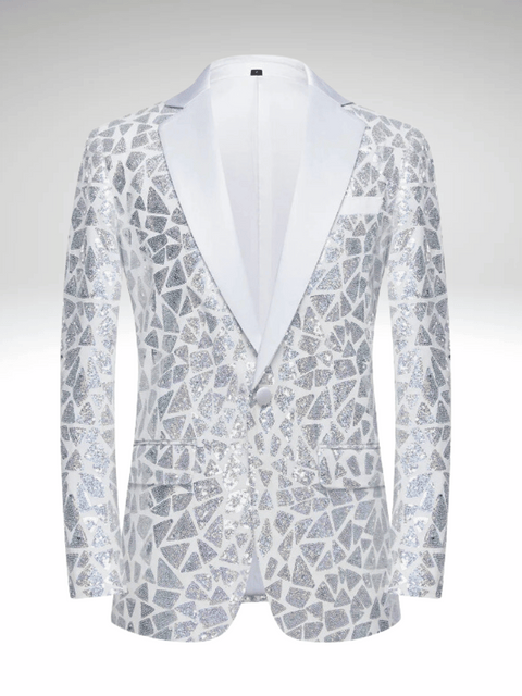 Silver Mens Sequin Tuxedo Jacket