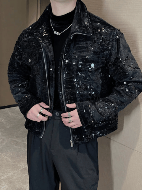 Men's Black Sequin Jacket