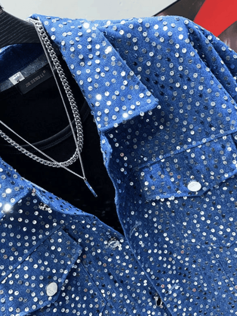 Blue Sequin Jacket Mens