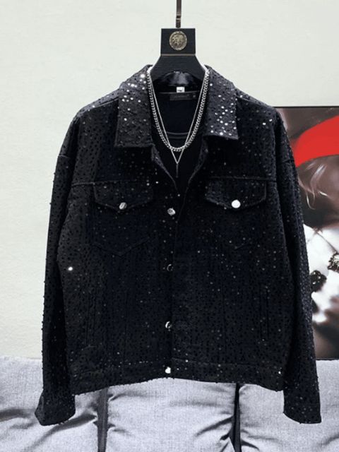 Black Sequin Jacket Mens