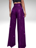 Purple Glitter Pants Women