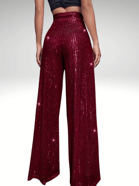 Burgundy Glitter Pants Women