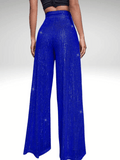 Blue Glitter Pants Women