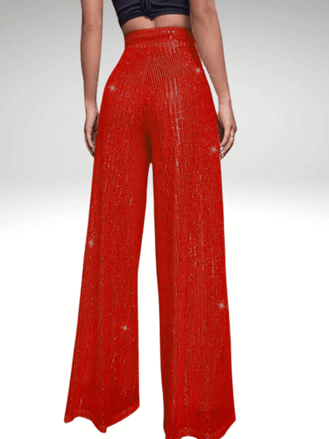 Red Glitter Pants Women