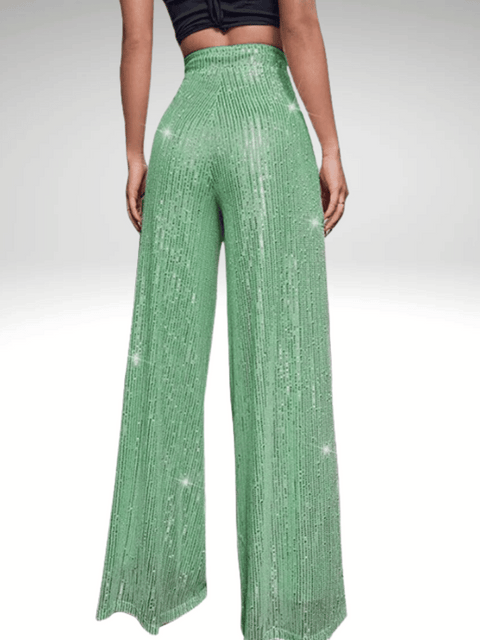 Light_Green Glitter Pants Women