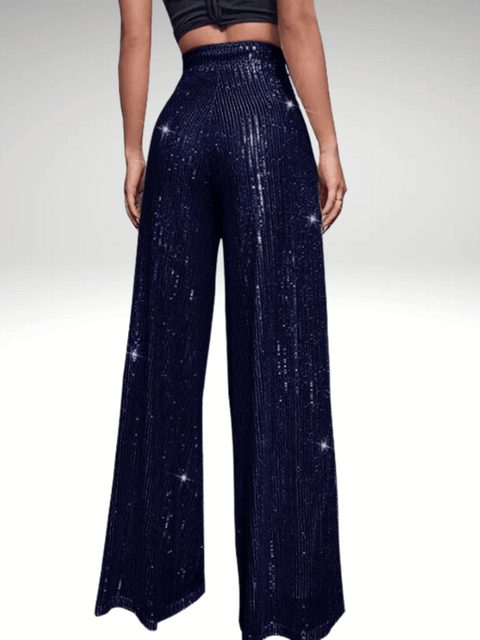 Navy_Blue Glitter Pants Women