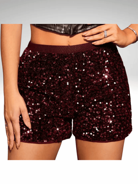 Burgundy Mini Shorts Sequin