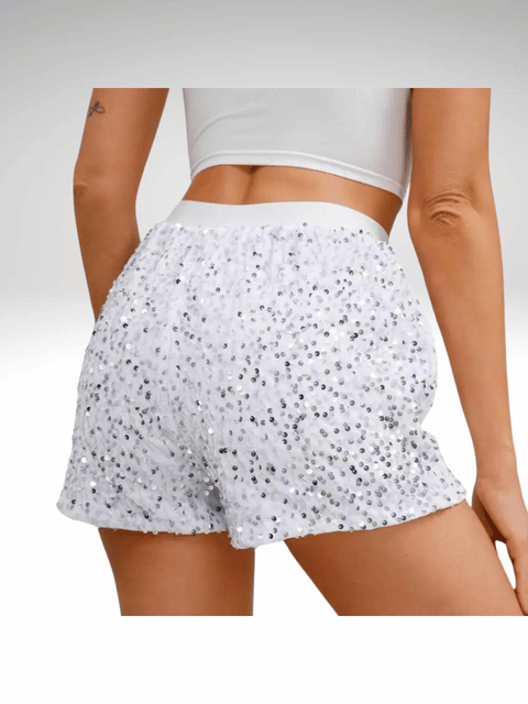 White Mini Shorts Sequin