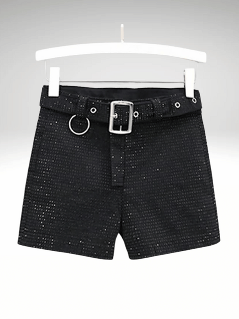 Black Rhinestone Short Belt