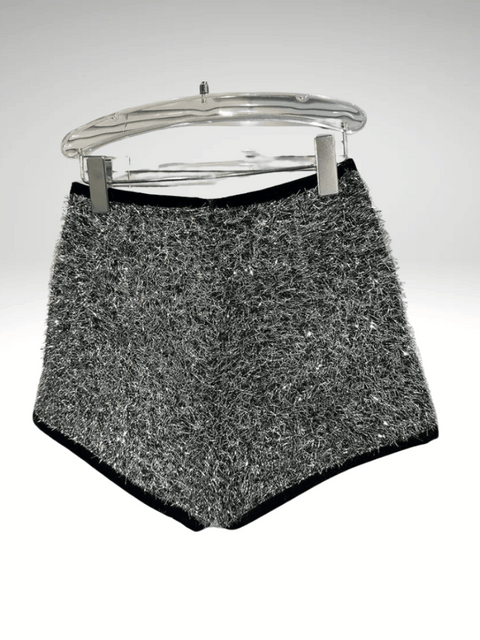 Silver Black Glitter Shorts